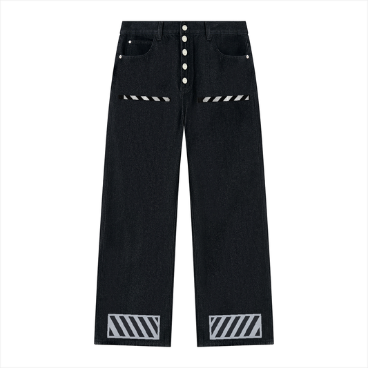 Men's Vintage Wash Wide Leg Denim Jeans