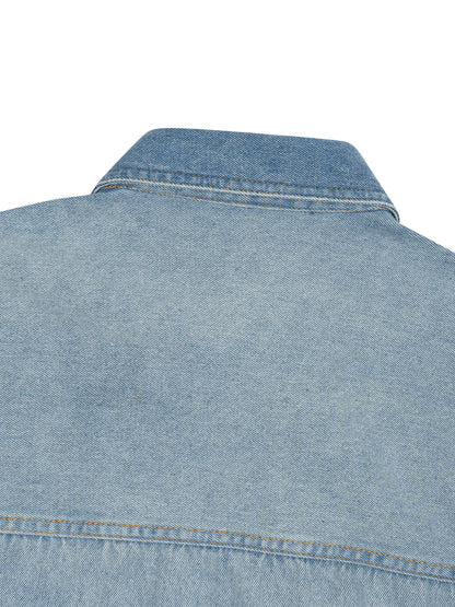 Unisex Vintage Wash Boxy Short Denim Shirt - ZERO DROP SUPPLY CO