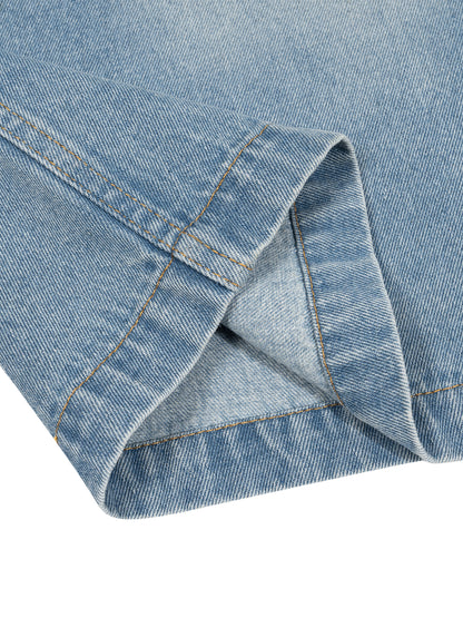 Unisex Vintage Wash Boxy Short Denim Shirt - ZERO DROP SUPPLY CO